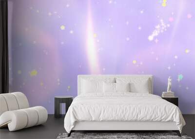 Soft pastel purple gradient color background with glowing light streaks and shooting stars. Wall mural