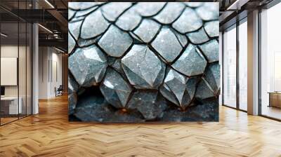 Close up of metallic crystalline dragon scales background Wall mural