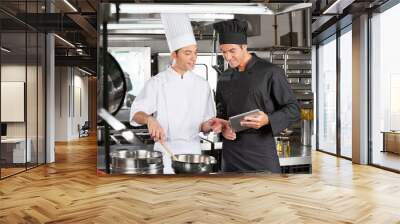 Male chefs Preparing Food Together Wall mural