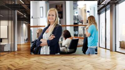 Parlor Owner Standing With Arms Crossed Wall mural