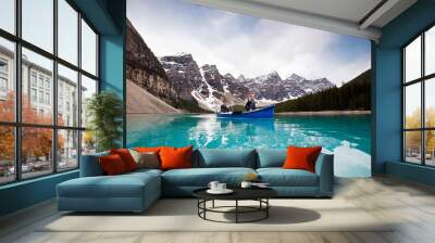 scenic shot of couple sailing on calm water Wall mural