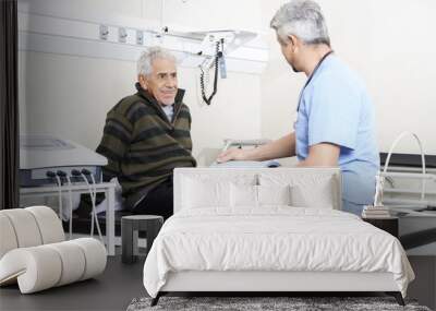 Senior Patient Receiving Electromagnetic Therapy Wall mural