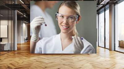 Technician Analyzing Blood Samples In Lab Wall mural