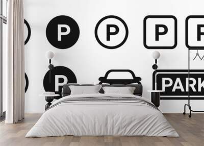 Car parking icon set. Vector EPS 10 Wall mural