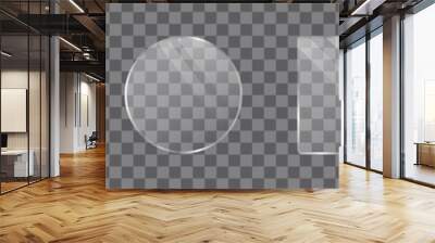 Glass shapes set. See through mock up. Vector illustration Wall mural