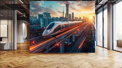 High-speed train network interface visualizing Wall mural