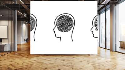 Human head with hand drawn circle elements. Thinking, psychotherapy concept. Vector EPS 10 Wall mural