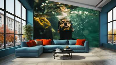 Man drowning in the water Wall mural