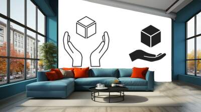 Take care icon set. Box in hand, delivery symbol. Vector EPS 10 Wall mural