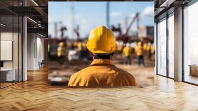 Unrecognizable Worker In A Yellow Hard Hat Wall mural