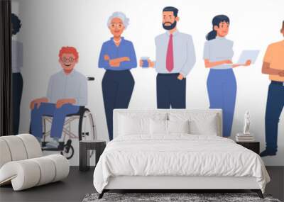 Business people. A set of characters of men and women in office attire of different races and ages. Colleagues Wall mural