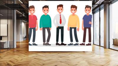 Group of guys. Set of male characters on a white background. Vector illustration in a flat style Wall mural