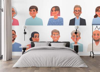 People avatars set. Business  happy men and women. Vector illustration Wall mural