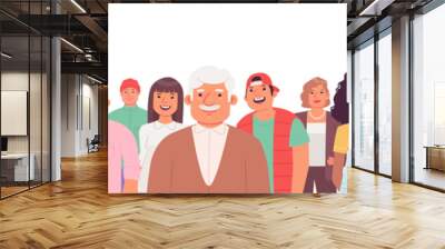 Portrait of a diverse multicultural people. Young, adult and older men and women on a white background. Wall mural