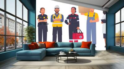 Set of characters of men and women of various professions. People working in various fields of work. Occupation Wall mural