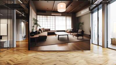 Japan style interior of living room in modern  luxury house. Wall mural