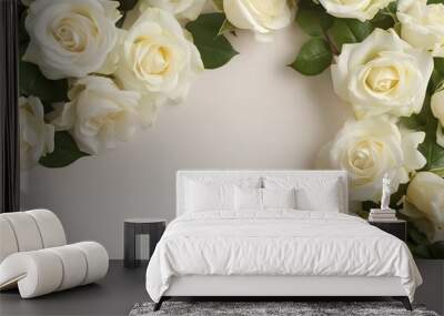 Natural white roses background. Wall mural