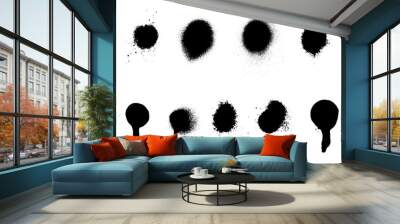 A collection of spray paint brush, splatter patterns, texture, ink drop on vector. Wall mural