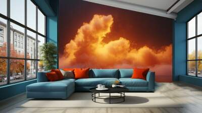 A large orange cloud is rising in the sky Wall mural