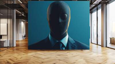 A man in a suit is wearing a mask Wall mural