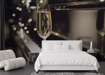 a glass of champagne and piano Wall mural