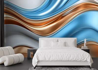 A 3D rendering of twisted lines set on a modern background. Illustration of a futuristic shape. Wall mural