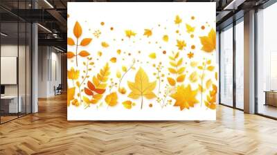 A colorful poster with leaves on a white background. A fun papercut style poster for the holidays. Wall mural