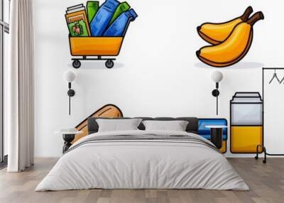 A set of flat outlines for e-commerce and shopping icons. Set of thin outline icons. Beautiful set of web icons. Wall mural