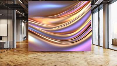 An abstract background with a vibrant gold and purple gradient silk fabric Wall mural