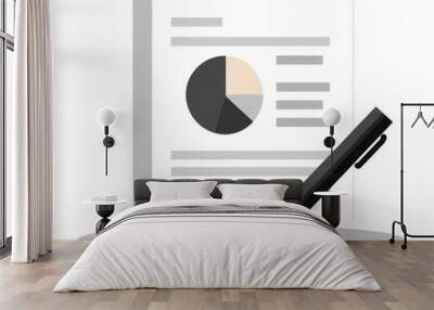 An accounting computer software monochromatic flat spot illustration of a pie chart diagram on a website. Business data analytics tool isolated linear element against white background. Isolated line Wall mural