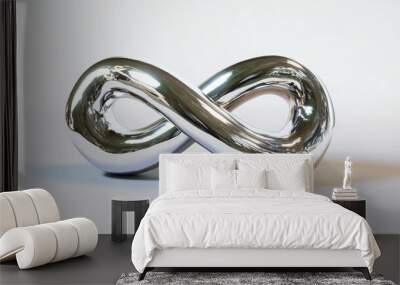 An isolated 3D futuristic silver curve appears on a transparent background Wall mural