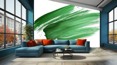 Dark green ink brush strokes and dark green brush splashes in a transparent png. Wall mural