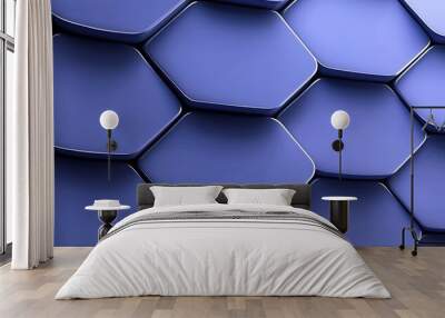 Hexagon pattern dark blue abstract background in 3D Wall mural