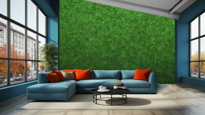 The artificial green grass background is perfect for design concepts related to golf courses, soccer fields, and sports. Wall mural