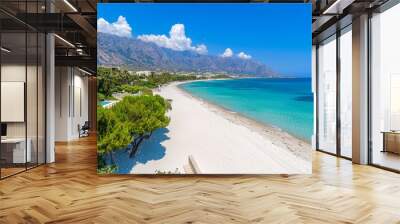 The beach at San Vito lo Capo and the peak of Monte Monaco are seen in north-western Sicily. Wall mural