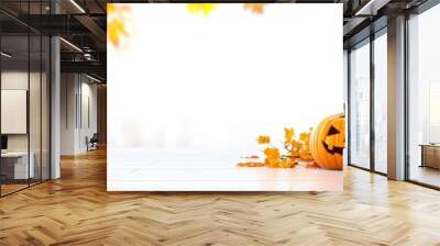 The Halloween pumpkins orange banner is isolated on a transparent background Wall mural