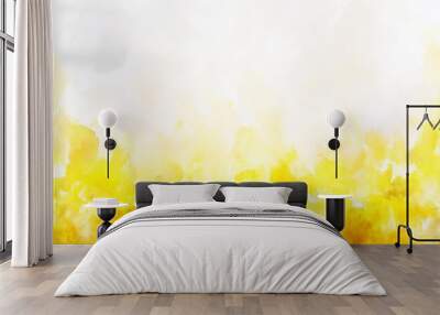 Watercolor stain painted by hand on texture paper in yellow. Wall mural