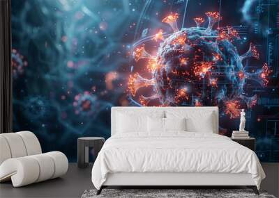 3d abstract virus close up background Wall mural