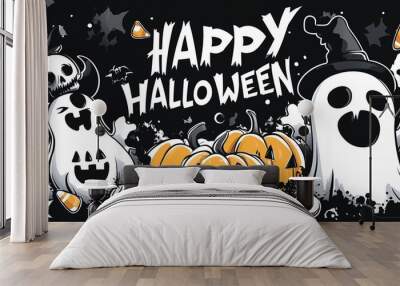 Happy Halloween Banner background Design Wall mural