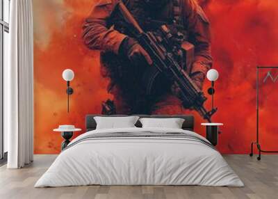 War soldier scene in battlefield background concept Wall mural