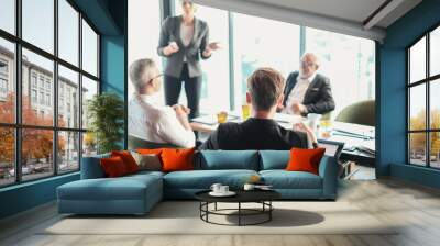 Business staff or personnel group meeting in room Wall mural