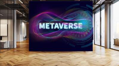 Digital Information Wave for Metaverse concept. Vector of abstracrt background  Wall mural