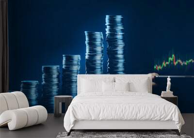 Graph stock market  of banner Wall mural