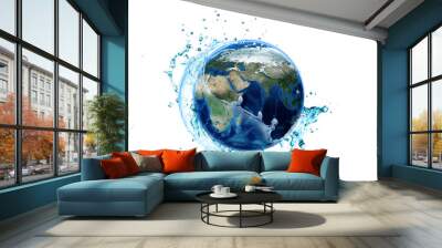 Water splash with earth planet Wall mural