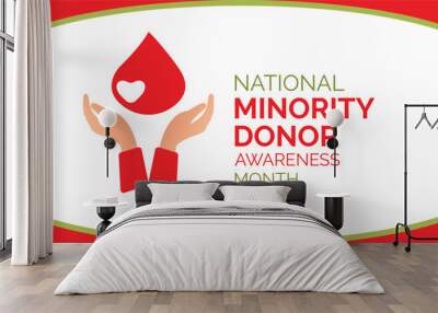 National minority donor awareness week. Two hands and a drop of blood on a white background. Banner, poster, card for social media Vector illustration. Wall mural