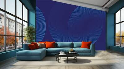 Abstract blue glowing geometric lines on dark blue background. vektor illustration Wall mural