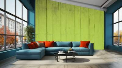 Grunge lime green wooden wall Wall mural