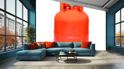 Orange LPG cooking gas tank or propane tank, isolated on white background Wall mural