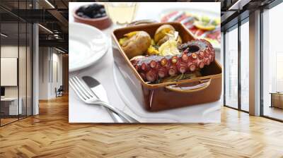 grilled octopus with potatoes, Portuguese cuisine Wall mural