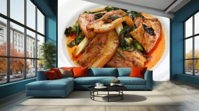 traditional twice cooked pork, Sichuan style chinese dish Wall mural